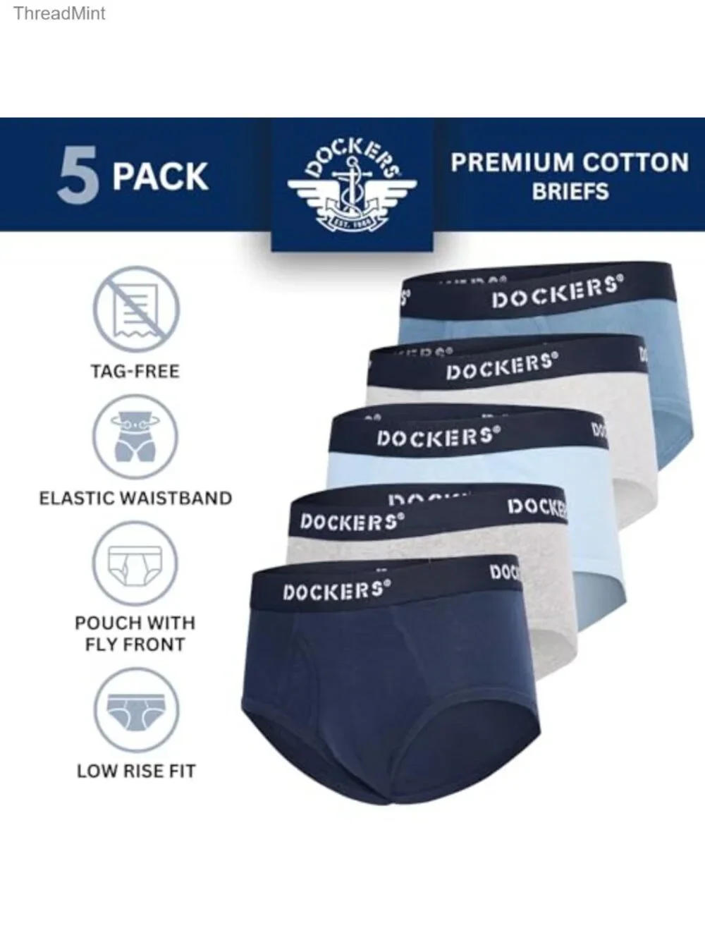 Men's Cotton Briefs 5-Pack Soft Breathable Underwear